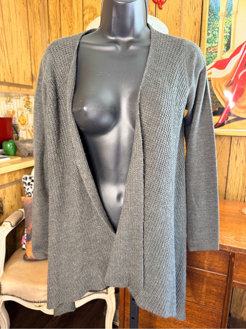 The Limited Charcoal Gray Open-Front Women’s Knit Cardigan Sweater